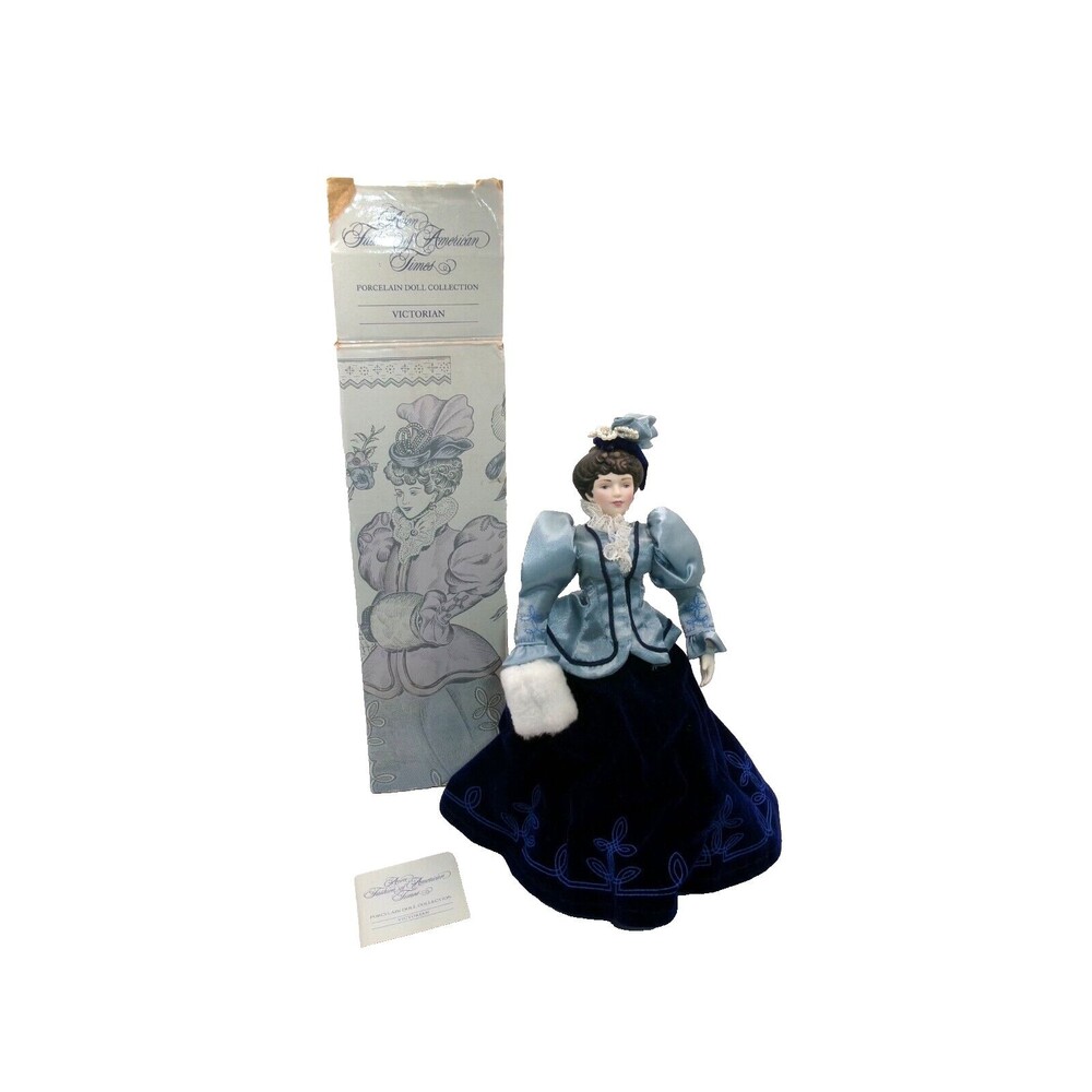 Avon Fashion of American Times Victorian Doll Porcelain w/ Box & Stand 8.5" Tall